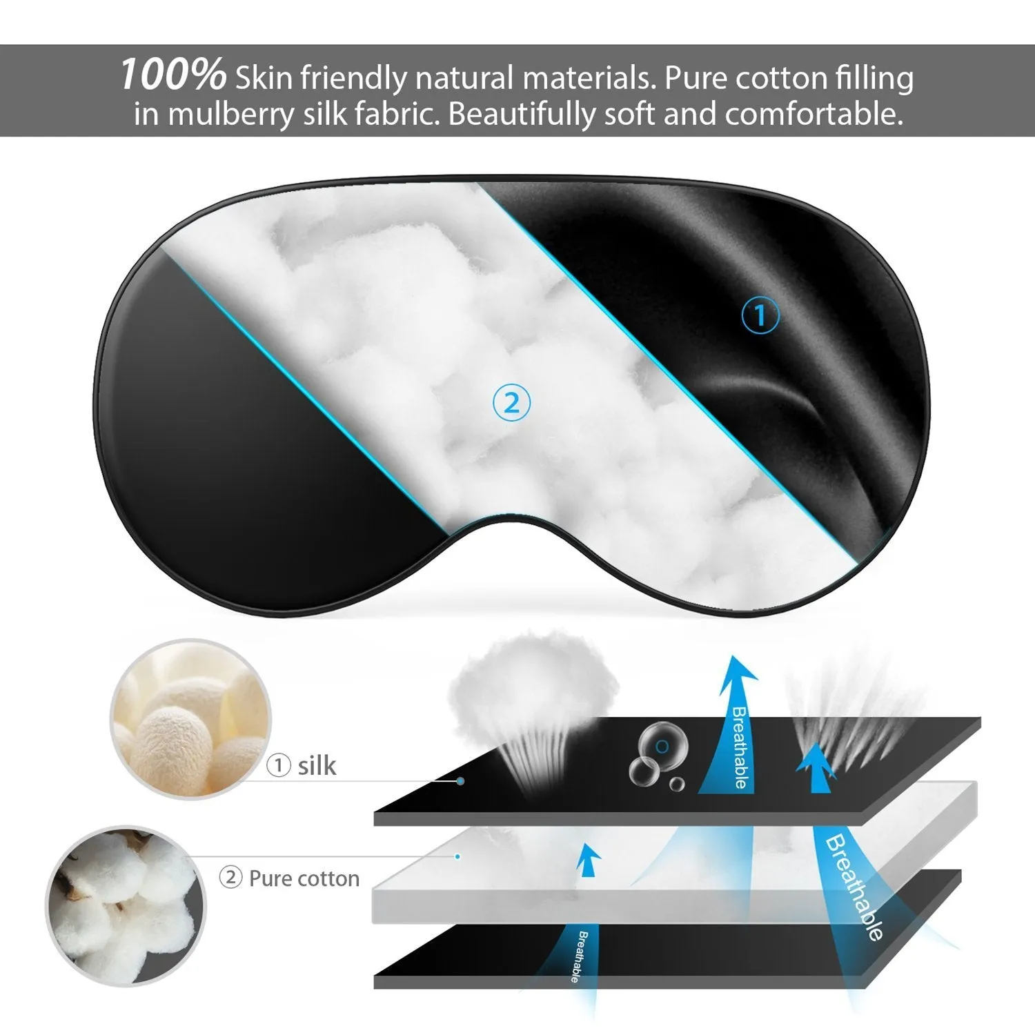 100% Natural Silk Sleep Mask Blindfold Ultra Soft Eye Mask