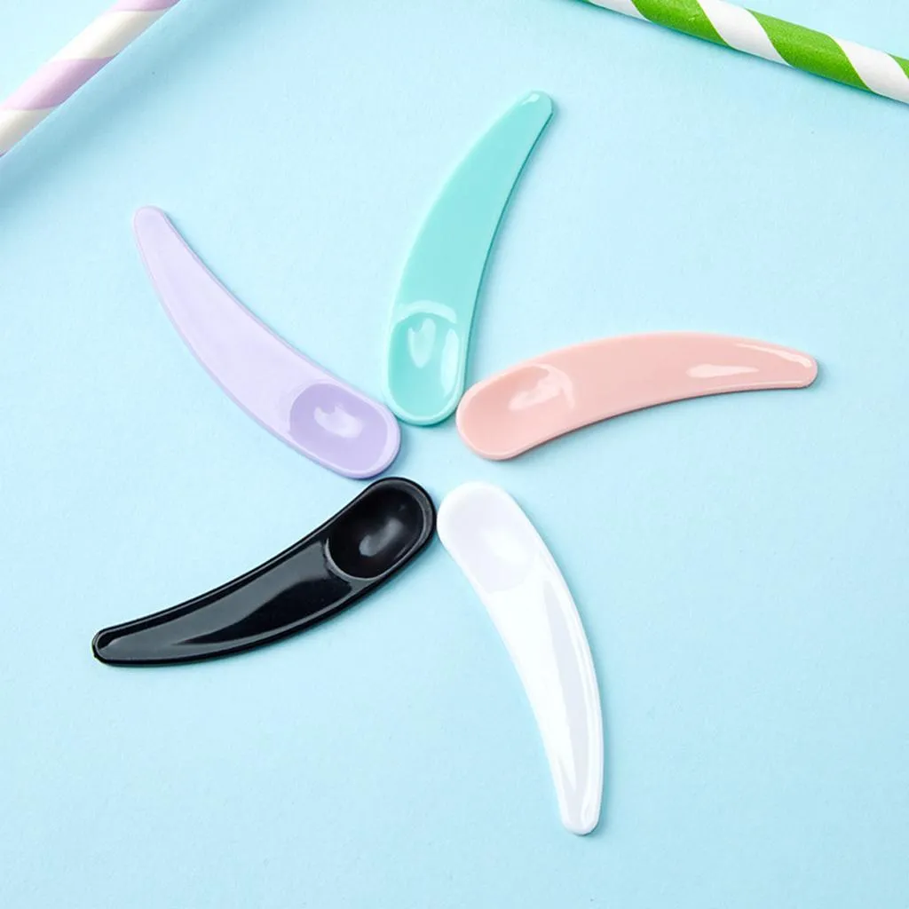 100Pcs Mini Cosmetic Spatula Mixing Sampling Facial Cream Mask Spoon White