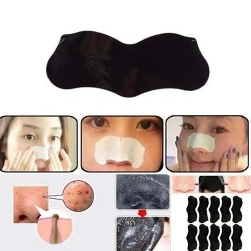 10PCS Bamboo Charcoal Blackhead Remover Deep Nose Pore Cleasing Strip Nose Sticker Pig Nose Mask Charcoal Pore Strip Deep Clean