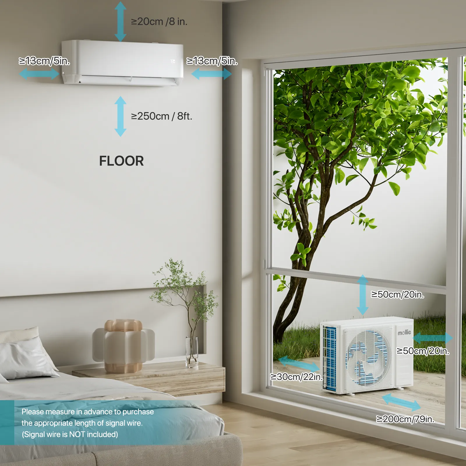 12000 BTU Split Air Conditioner - Cooling & Heating Function- WIFI APP Control - 4-in-1 filter