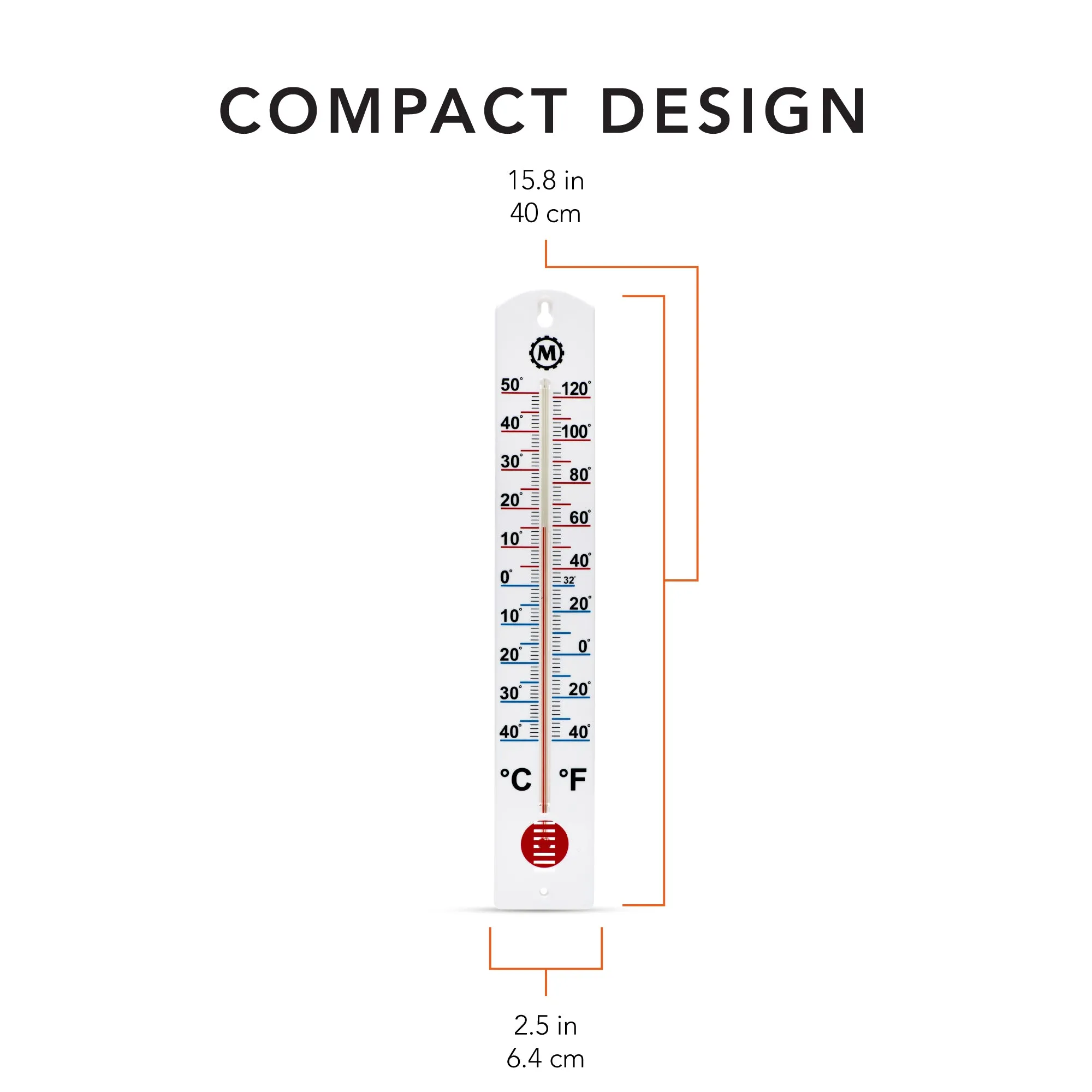 16 Inch Vertical Outdoor Thermometer