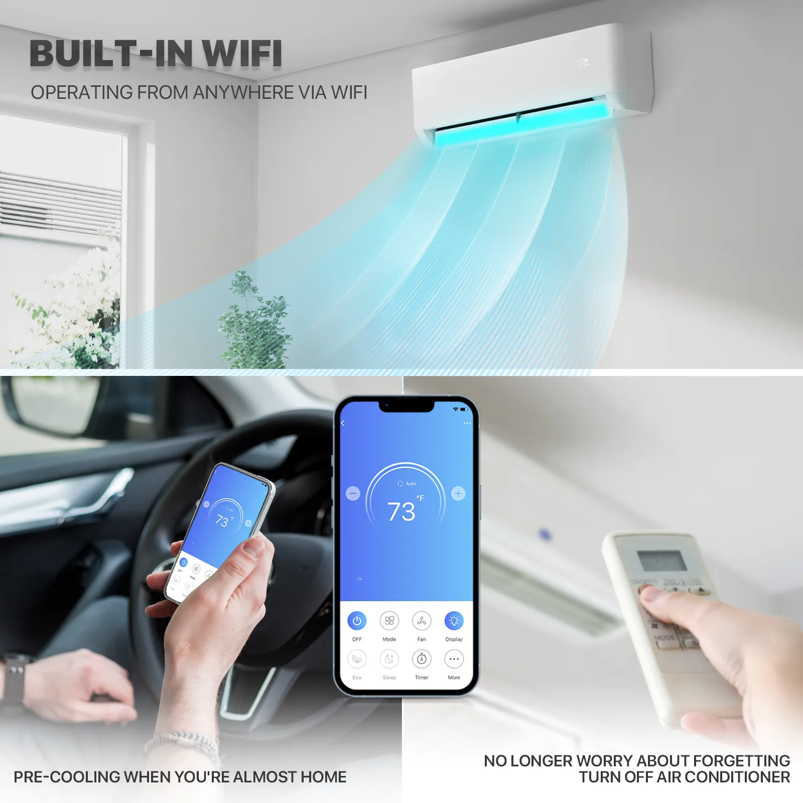 18000 BTU Split Air Conditioner - Cooling & Heating Function- WIFI APP Control - 4-in-1 filter