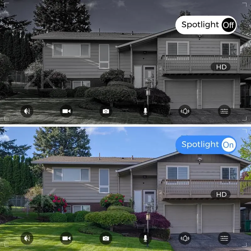 【2 Pack】2K Light Bulb Security Camera Outdoor, 360° Pan & Tilt Wireless Wifi Camera AI Motion Tracking Detection Spotlight Siren Alarm Wifi Surveillance Indoor Home Camera, Color Night Vision, 2-Way Talk, Waterproof, Cloud/Sd Storage