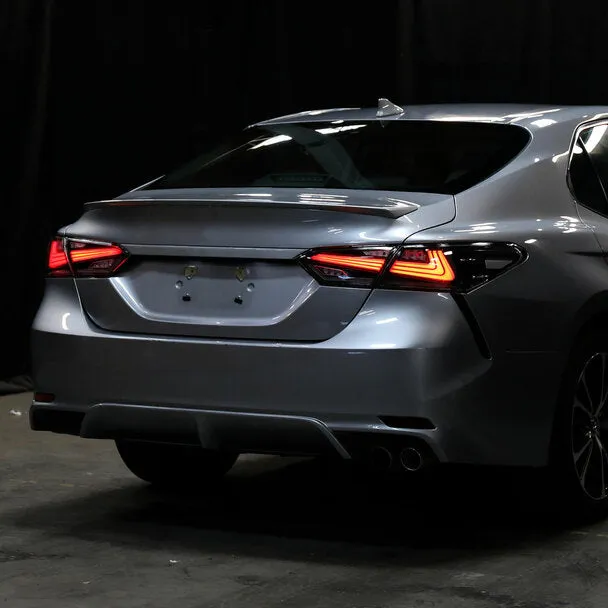 2018-2021 Toyota Camry LED Tail Lights w/ Sequential Signal Lamps (Glossy Black Housing/Smoke Lens)