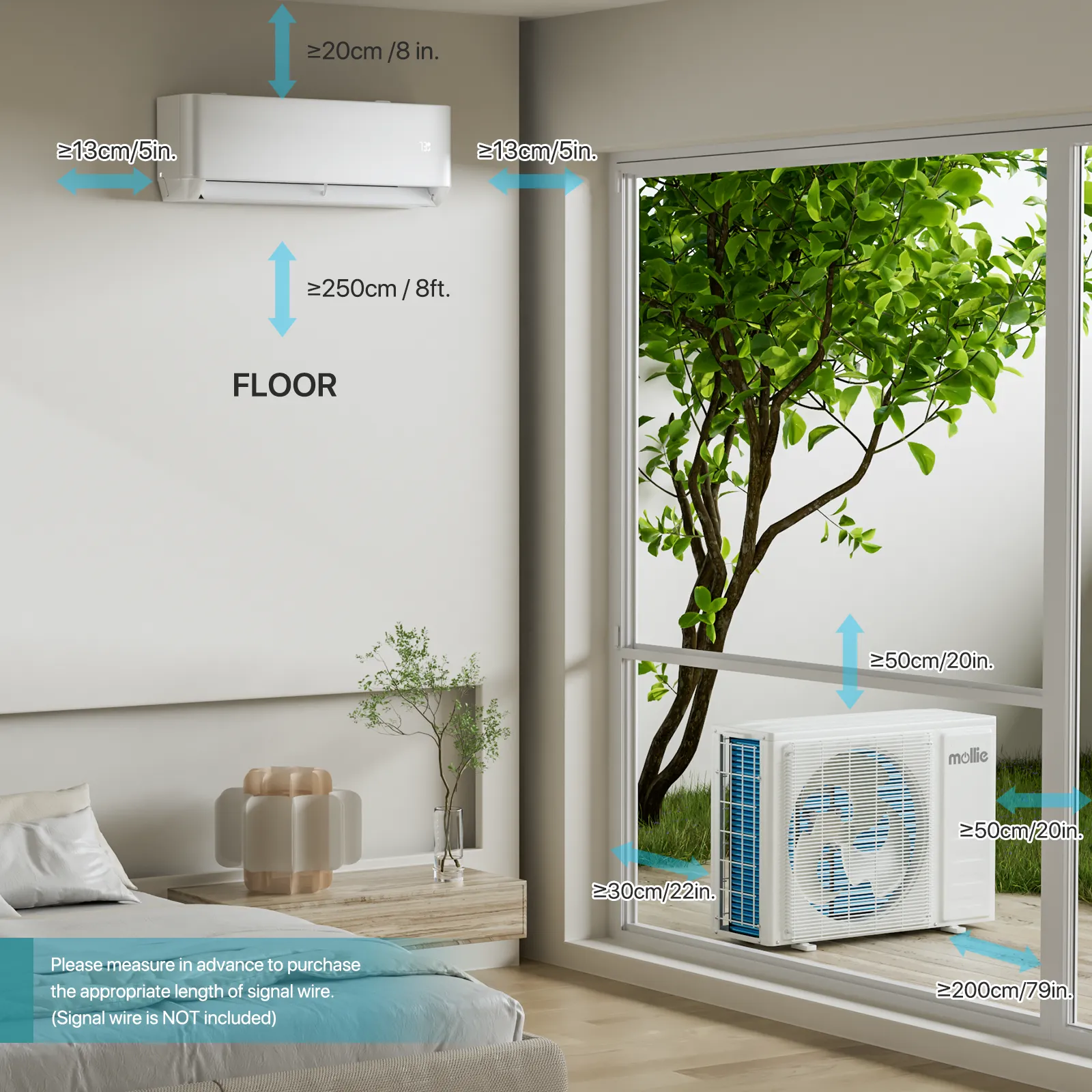 24000 BTU Split Air Conditioner - Cooling & Heating Function- WIFI APP Control - 4-in-1 filter