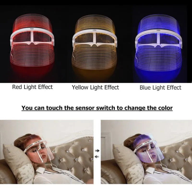 3 Color Photon LED Light Therapy Anti Acne Wrinkle Rejuvenation Beauty Mask