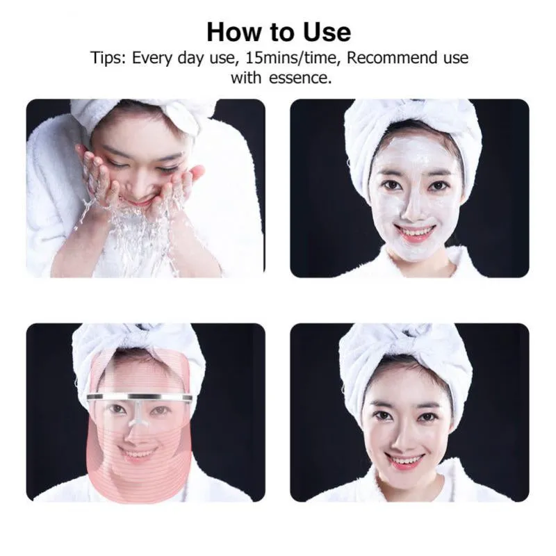 3 Color Photon LED Light Therapy Anti Acne Wrinkle Rejuvenation Beauty Mask