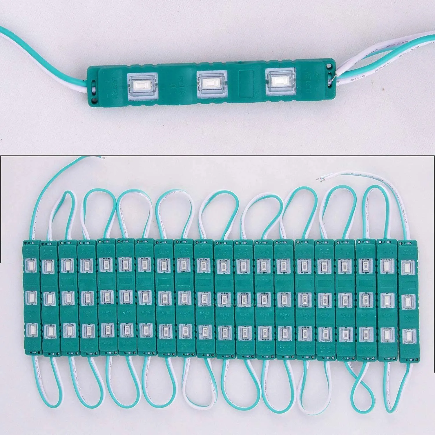 3 LED strips 12V Waterproof 5630/5730 LED SMD Injection module Green - 20 module