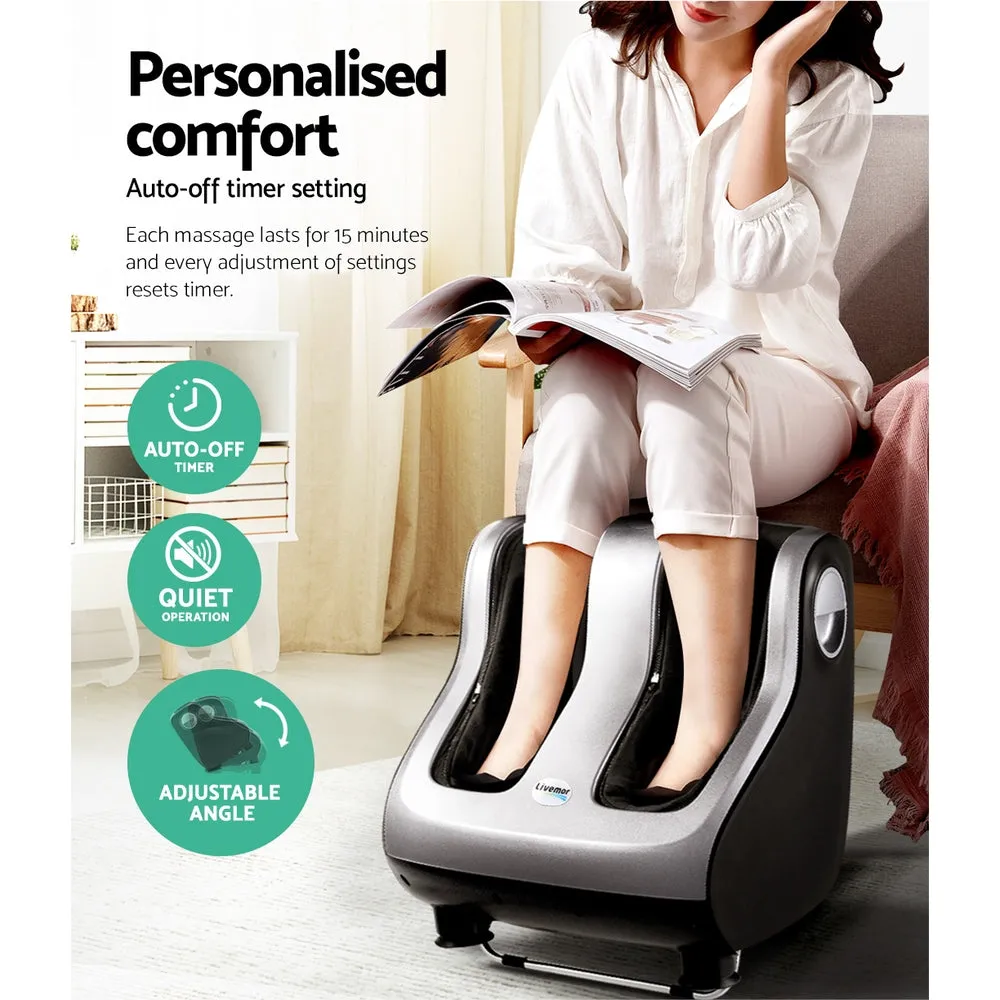 360° Shiatsu Foot Calf Massager, 4 Motors, Roller, Livemor