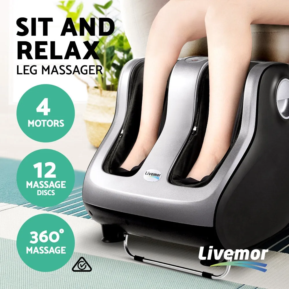 360° Shiatsu Foot Calf Massager, 4 Motors, Roller, Livemor
