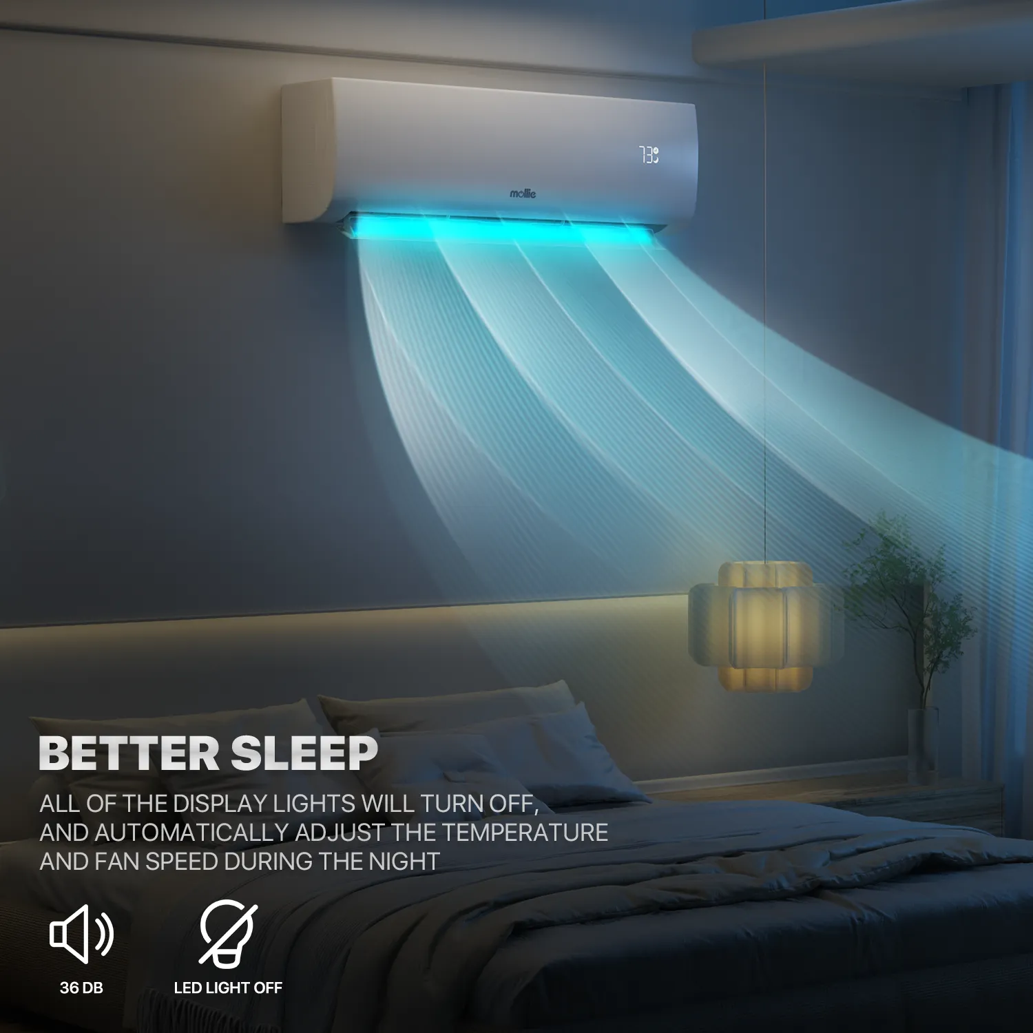 36000 BTU Split Air Conditioner - Cooling & Heating Function- WIFI APP Control - 4-in-1 filter