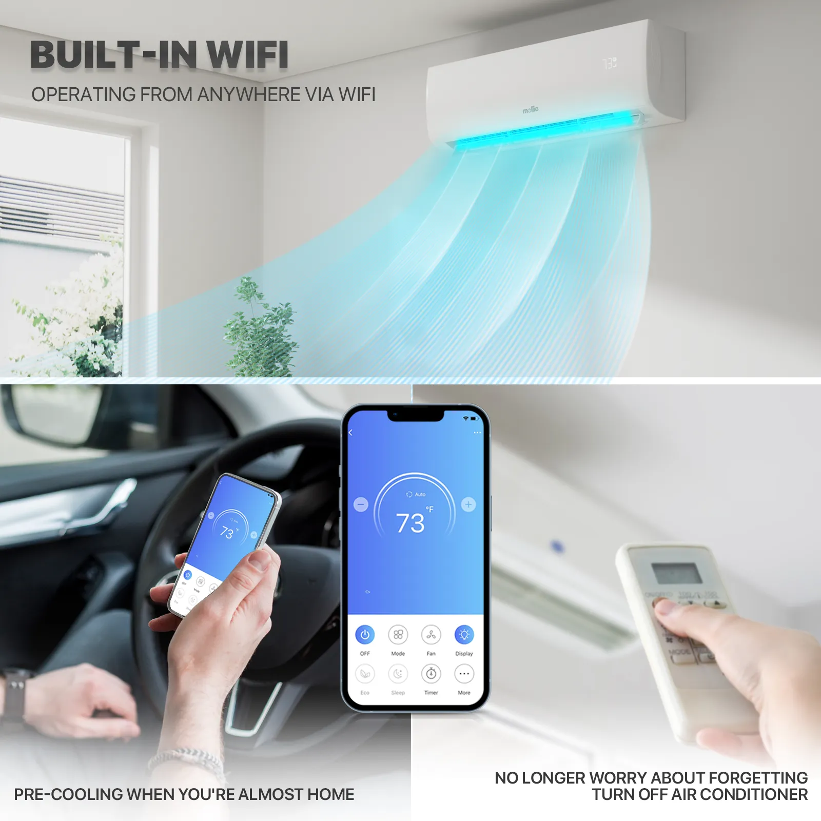 36000 BTU Split Air Conditioner - Cooling & Heating Function- WIFI APP Control - 4-in-1 filter