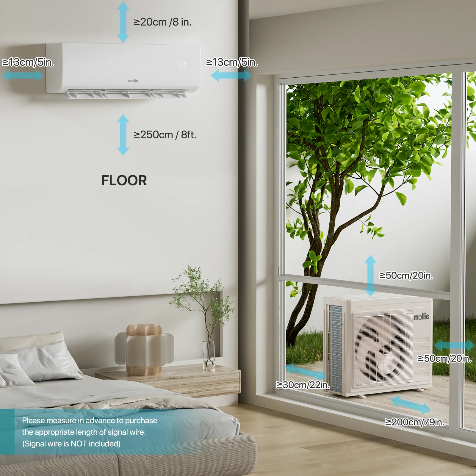 36000 BTU Split Air Conditioner - Cooling & Heating Function- WIFI APP Control - 4-in-1 filter