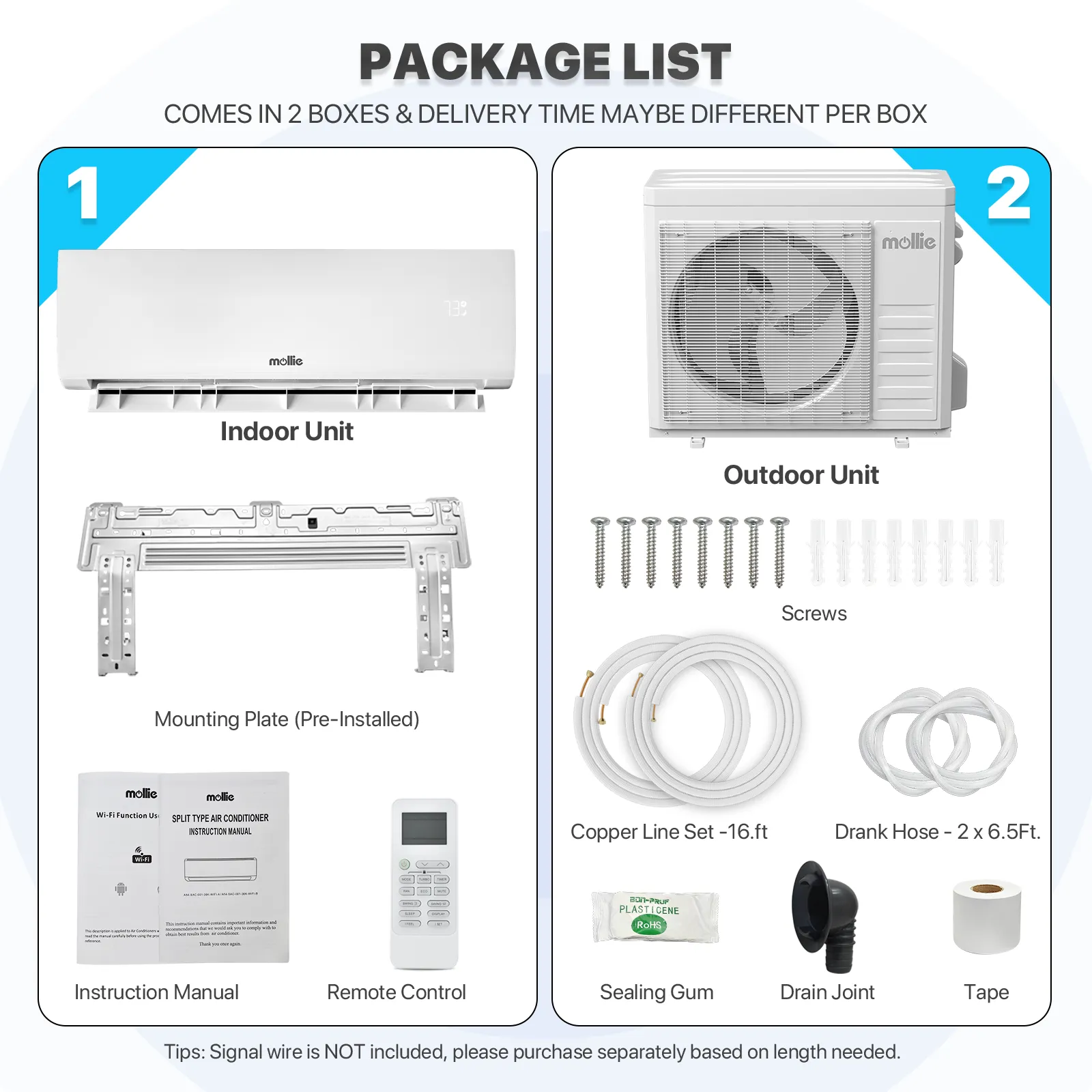 36000 BTU Split Air Conditioner - Cooling & Heating Function- WIFI APP Control - 4-in-1 filter