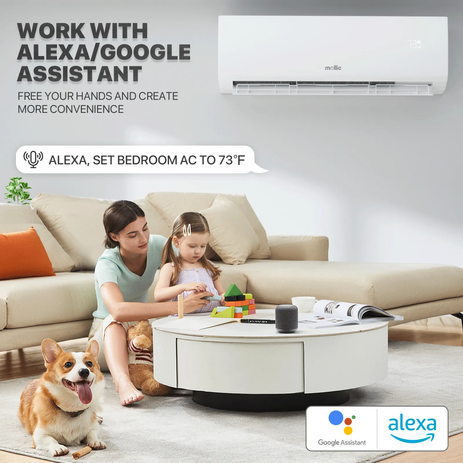 36000 BTU Split Air Conditioner - Cooling & Heating Function- WIFI APP Control - 4-in-1 filter