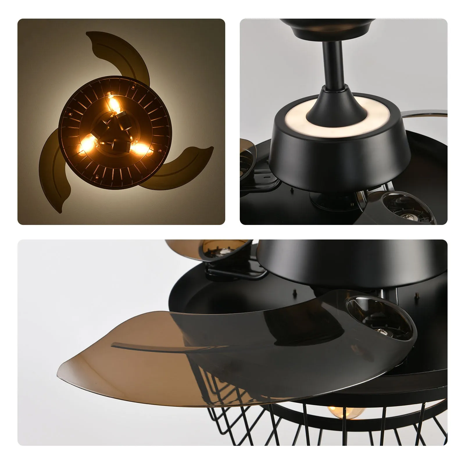 36" Orison Retractable Ceiling Fan with Backlit Ambient Light and Remote/APP Control (Bulbs not included))