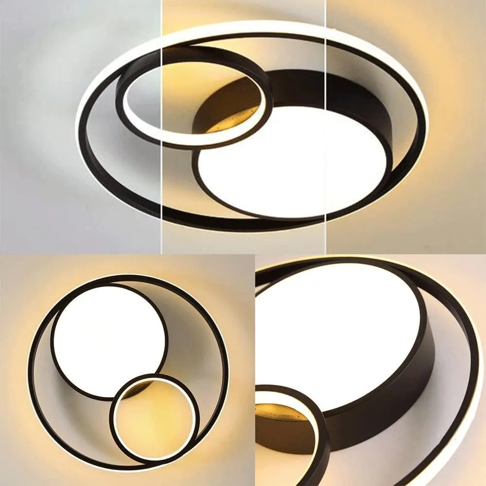 36W LED Ceiling Lights Dimmable Living Room lamp with Switch Control, 3 Ring Ceiling lamp 47CM 3-Flame Ceiling Light, Modern Round Design for Bedroom