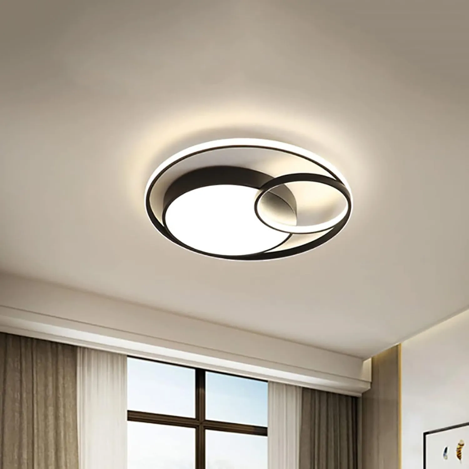 36W LED Ceiling Lights Dimmable Living Room lamp with Switch Control, 3 Ring Ceiling lamp 47CM 3-Flame Ceiling Light, Modern Round Design for Bedroom