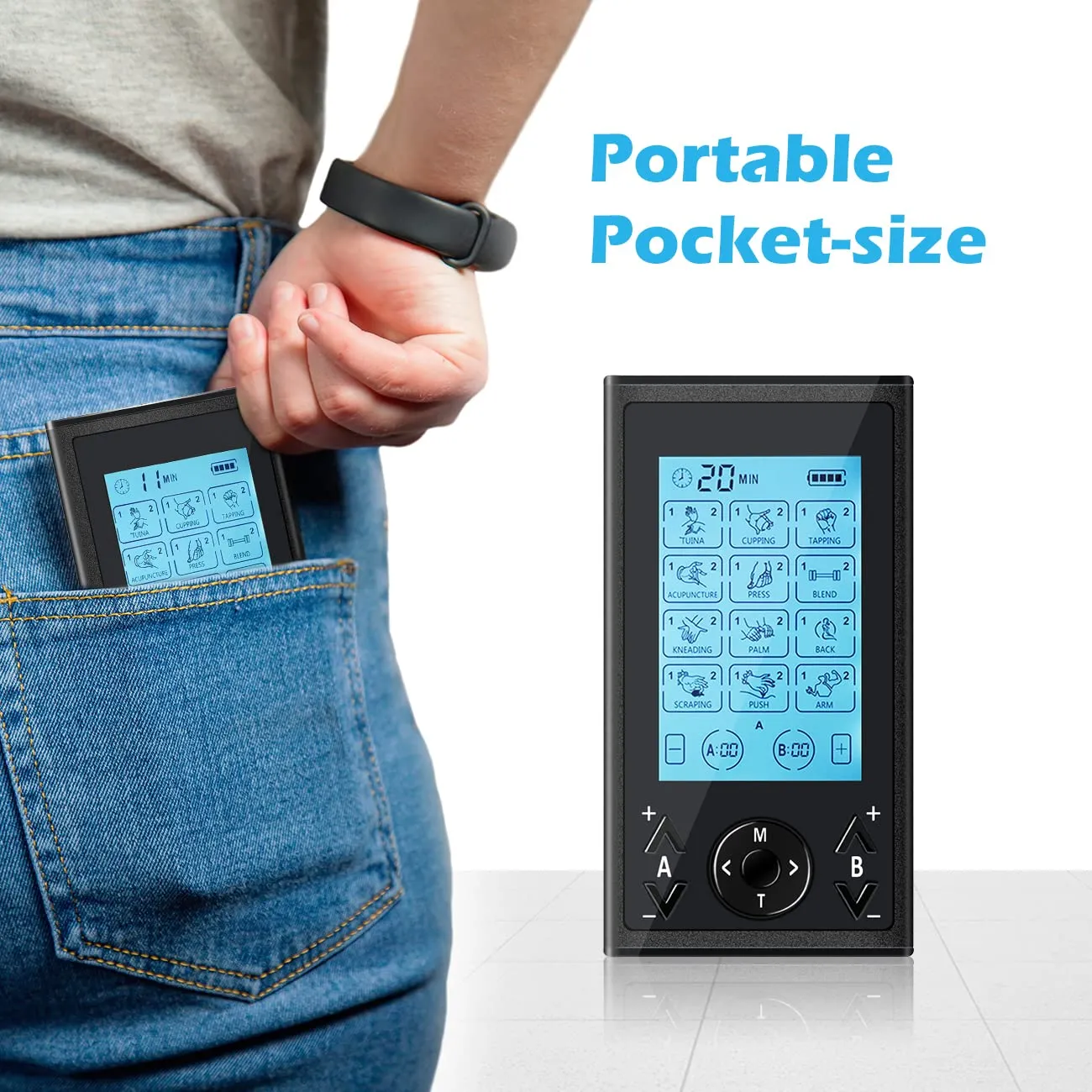 4 Outputs TENS Unit Muscle Stimulator Machine: Easy@Home 24 Modes Rechargeable EMS Electric Pulse Massager | Electric TENS Machine - Pain Relief Therapy for Back Pain | Neck Pain | Muscle Pain-AS8011