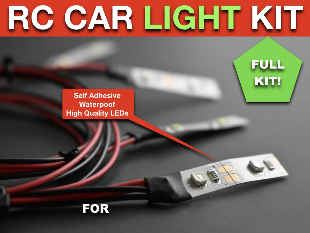 4 White 4 Red LED Lights Kit fits 110 18 Traxxas HSP Redcat RC4WD RC Car W6V4