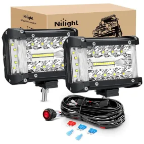 4.3 Inch 132W Side Shooter Triple Row Spot Flood LED Light Bars (Pair)
