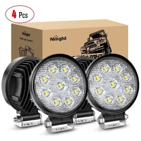 4.5 Inch 27W 3000LM Round Flood LED Light Pods 4PCS