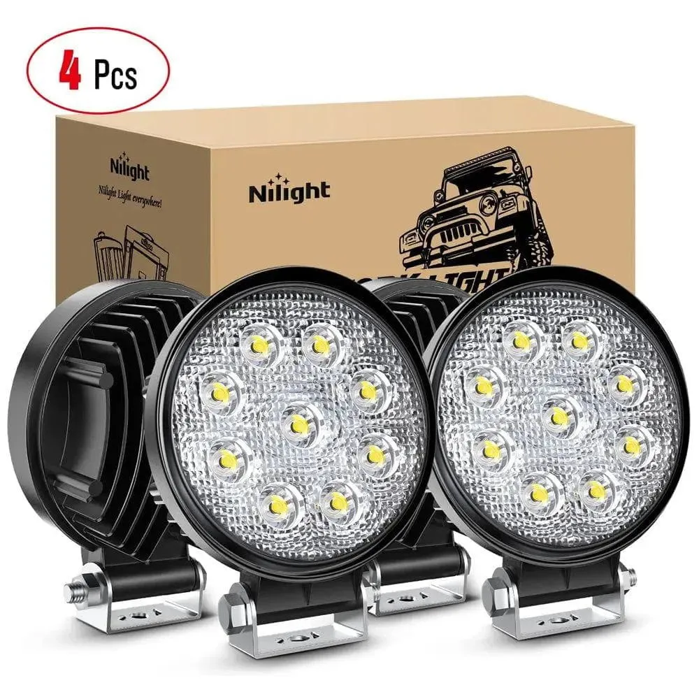 4.5 Inch 27W 3000LM Round Flood LED Light Pods 4PCS