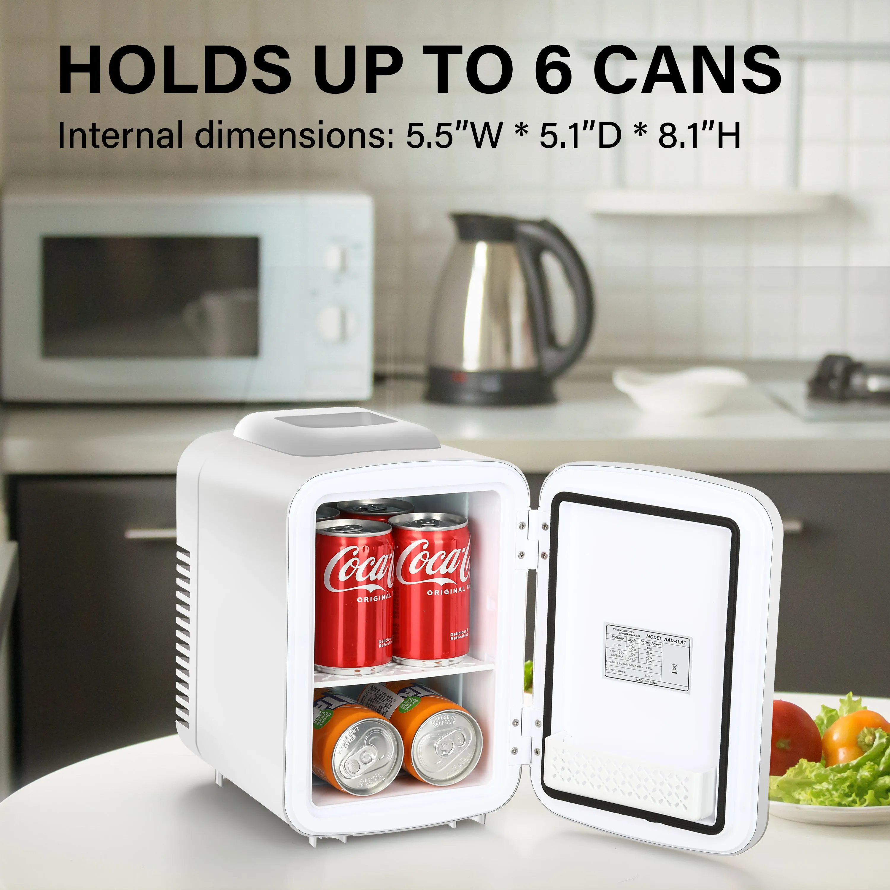 4L/6 Can Portable Cooler & Warmer Freon-Free Small Refrigerator