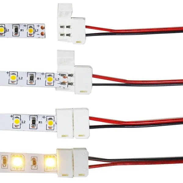 5050 Single Color Snap On LED Strip Connector 10mm 6 inches of wire (Pack of 10)