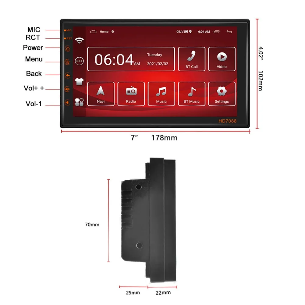 7-inch Car Multimedia Player Kit Android 11 Central Control