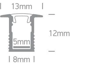 7901R/AL ALUMINIUM RECESSED PROFILE 2m   PC opal diffuser