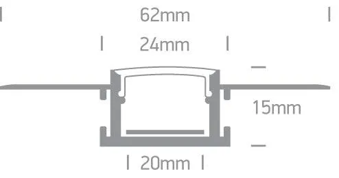 7904TR TRIMLESS PROFILE 2m FOR 20mm STRIPS   PC OPAL DIFF