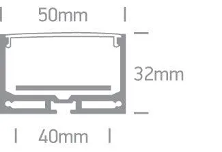 7912A/AL ALU SURFACE PROFILE 2m FOR 40mm STRIPS   PC OPAL DIFF