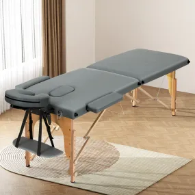 Adjustable Portable Wooden Massage Table, Grey - Zenses
