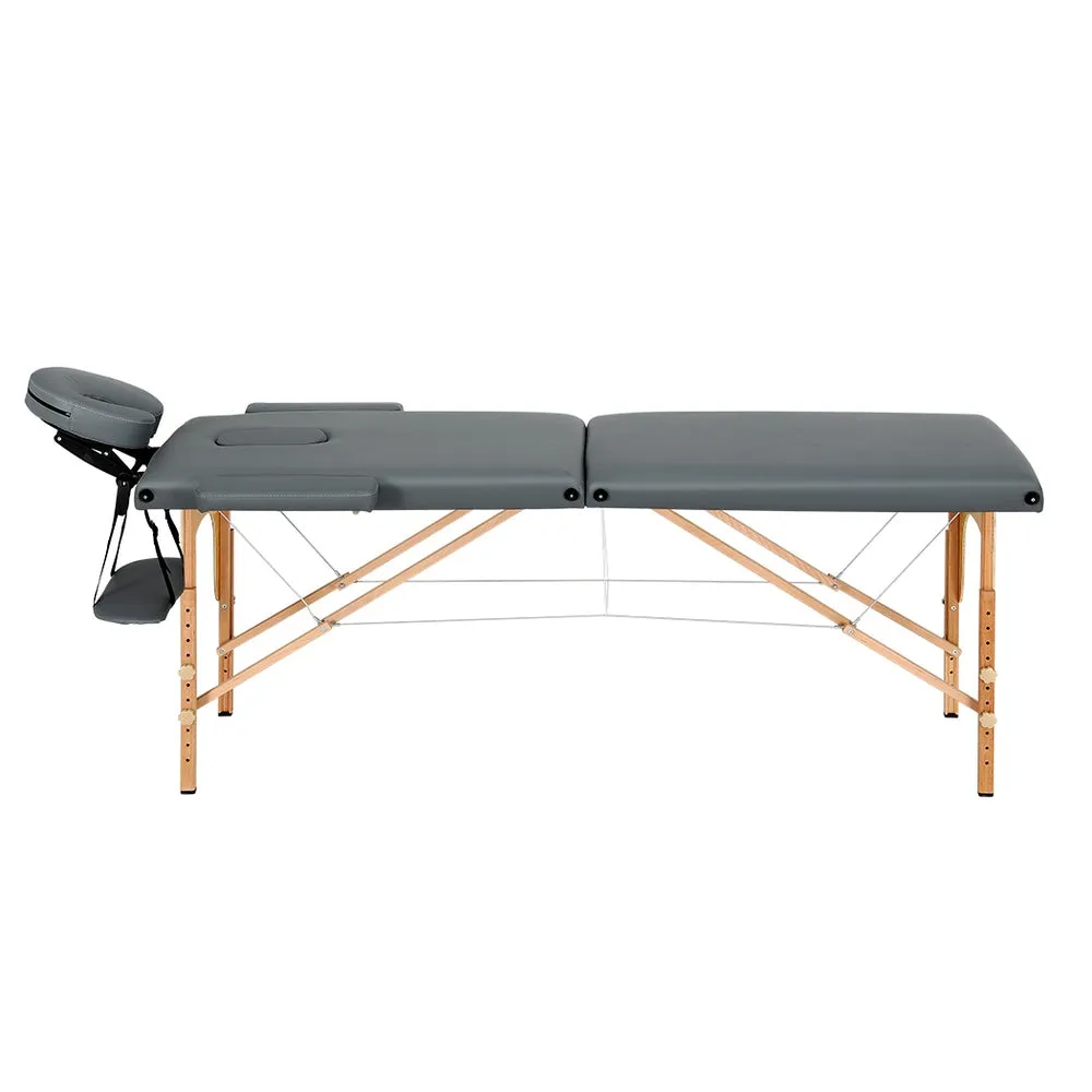 Adjustable Portable Wooden Massage Table, Grey - Zenses