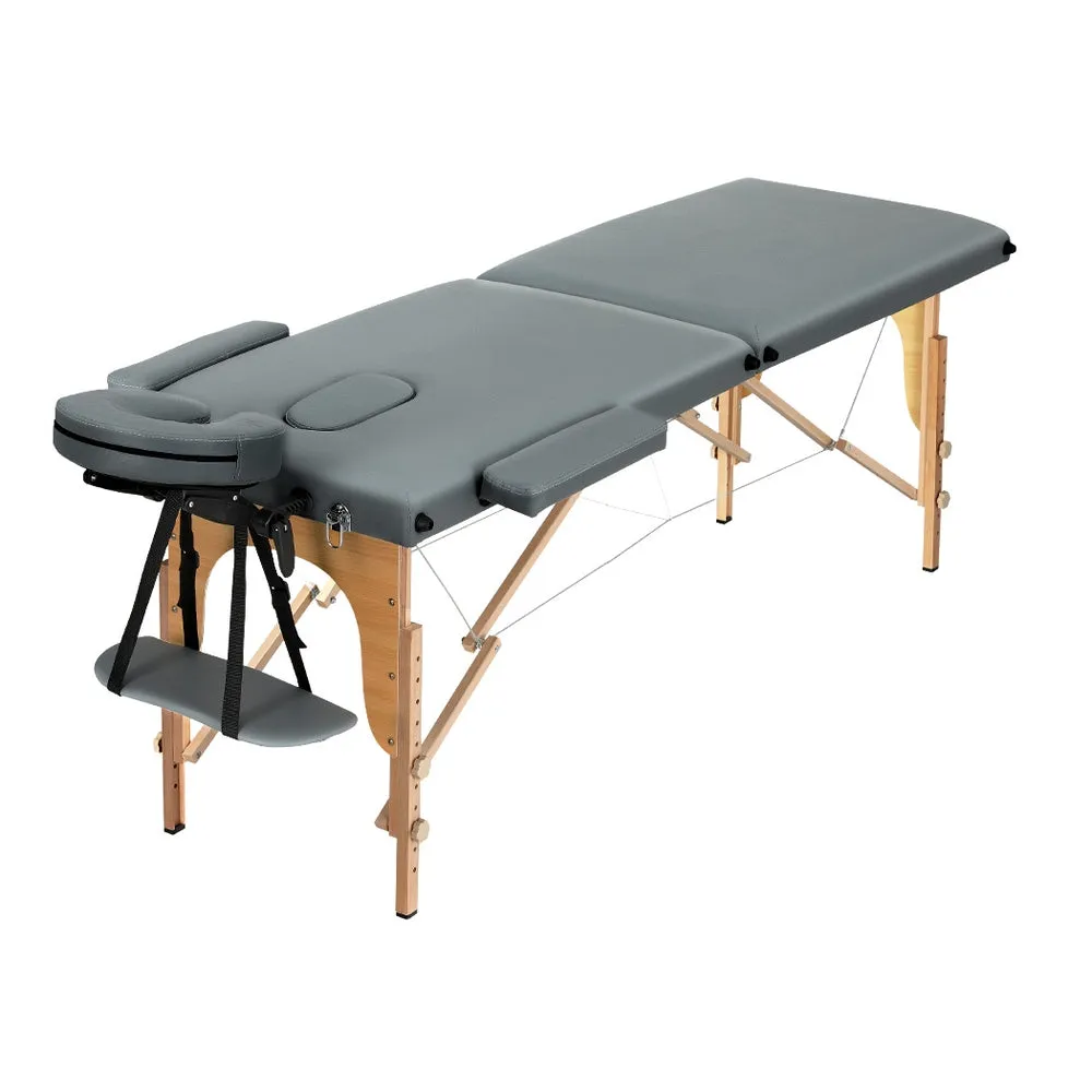 Adjustable Portable Wooden Massage Table, Grey - Zenses