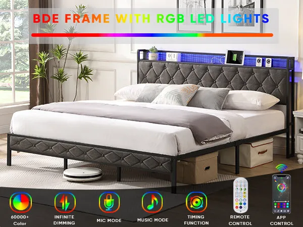Alder King Size Bed Frame with Storage - Dark Gray