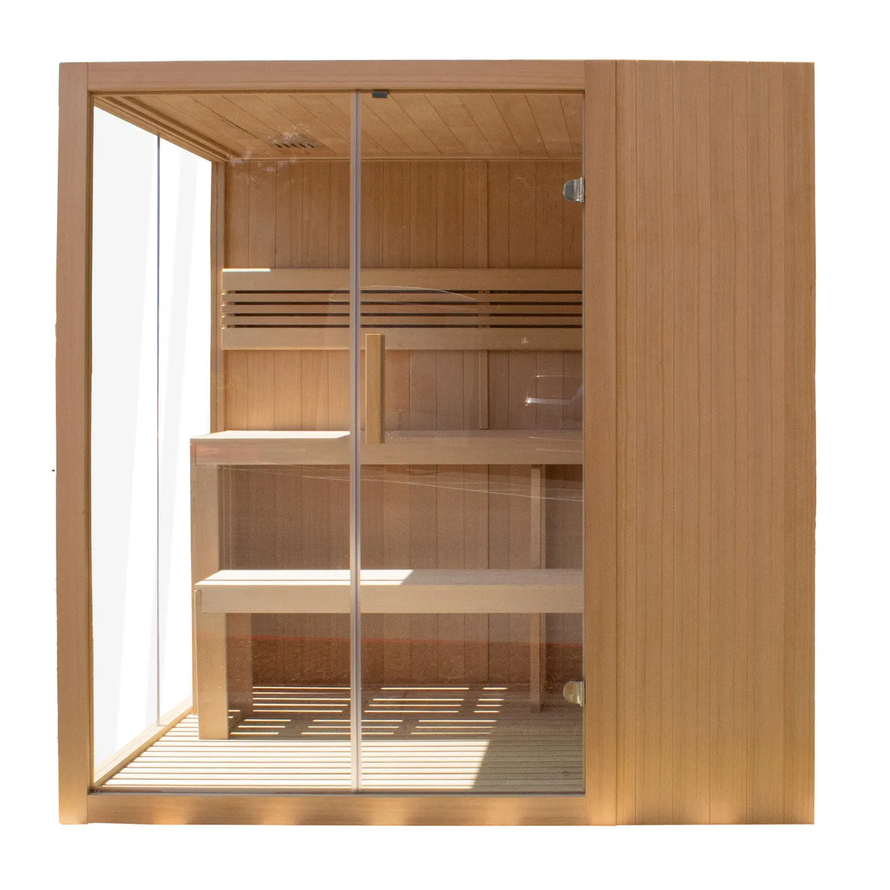 Aleko Canadian Hemlock Indoor Wet Dry Sauna with LED Lights - 4.5 kW UL Certified Heater - 4-6 Person