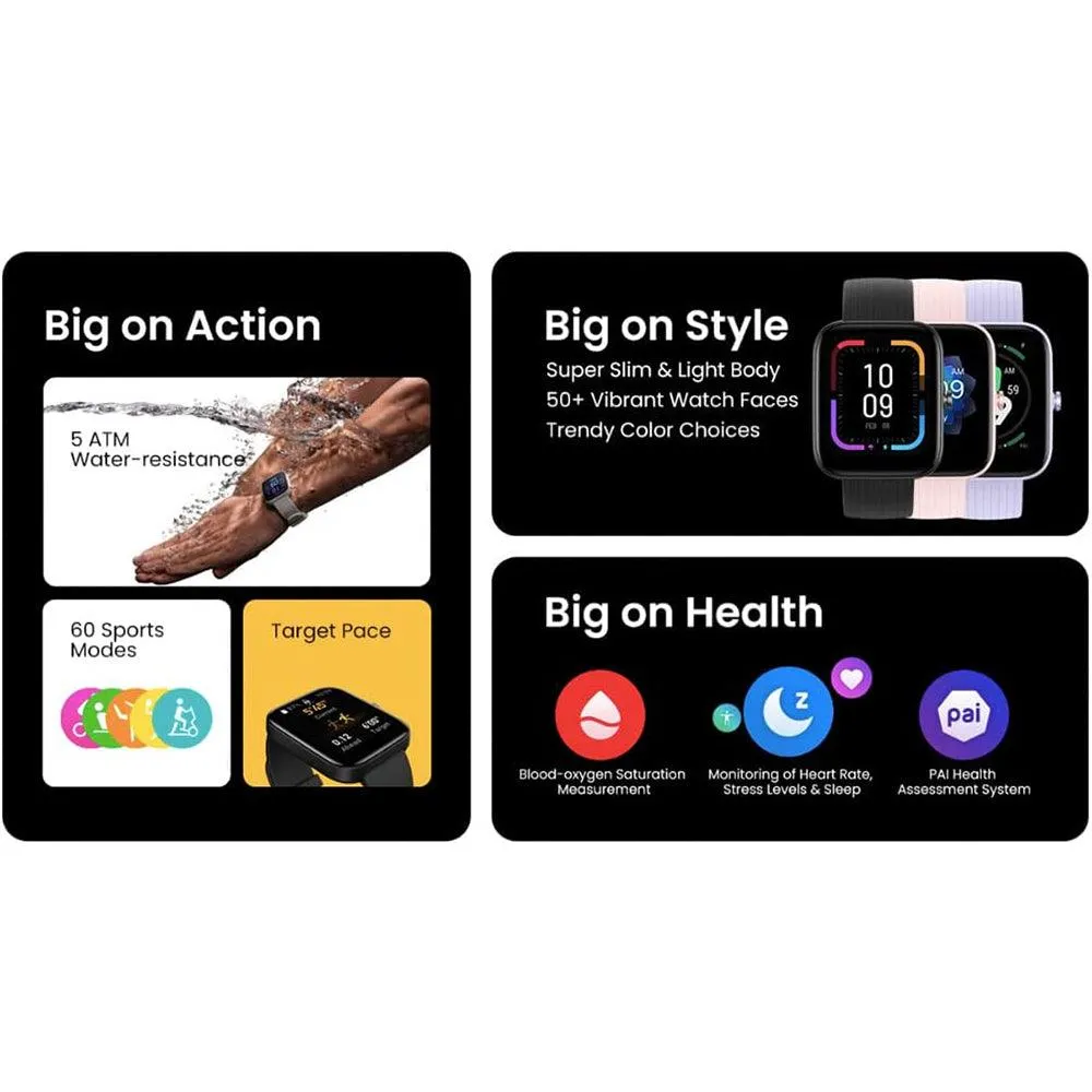 Amazfit Bip 3 Smart Watch (44mm) Blue Plastic Case With Blue Silicone Strap