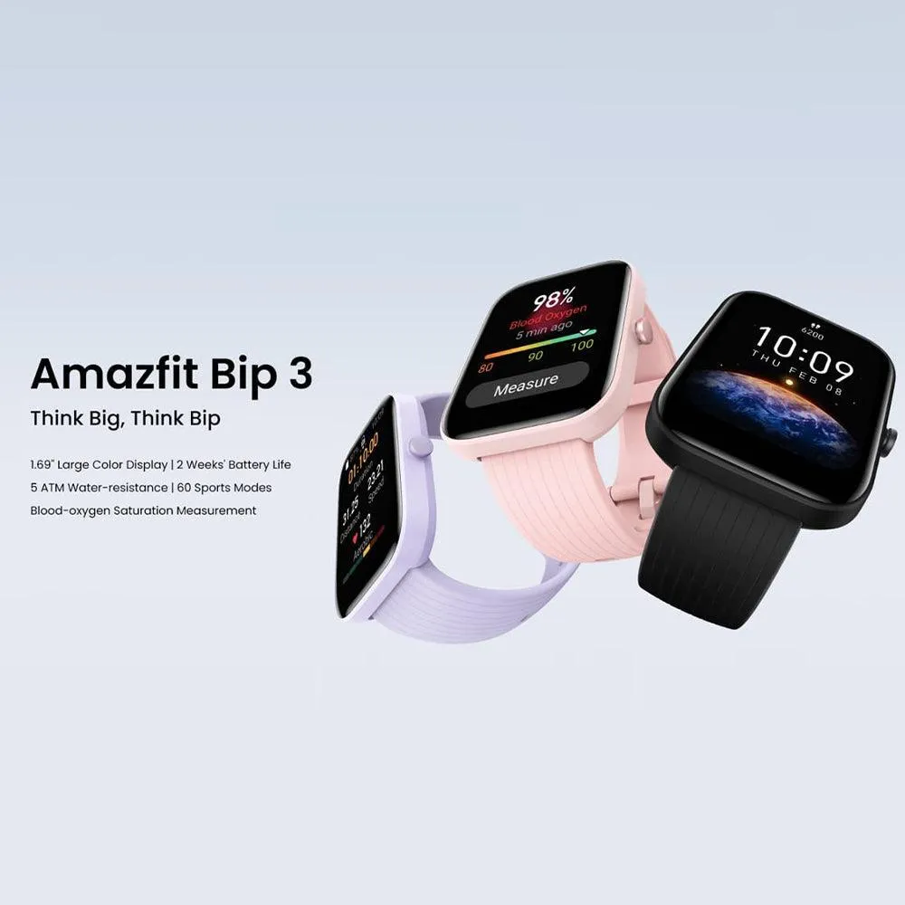 Amazfit Bip 3 Smart Watch (44mm) Blue Plastic Case With Blue Silicone Strap