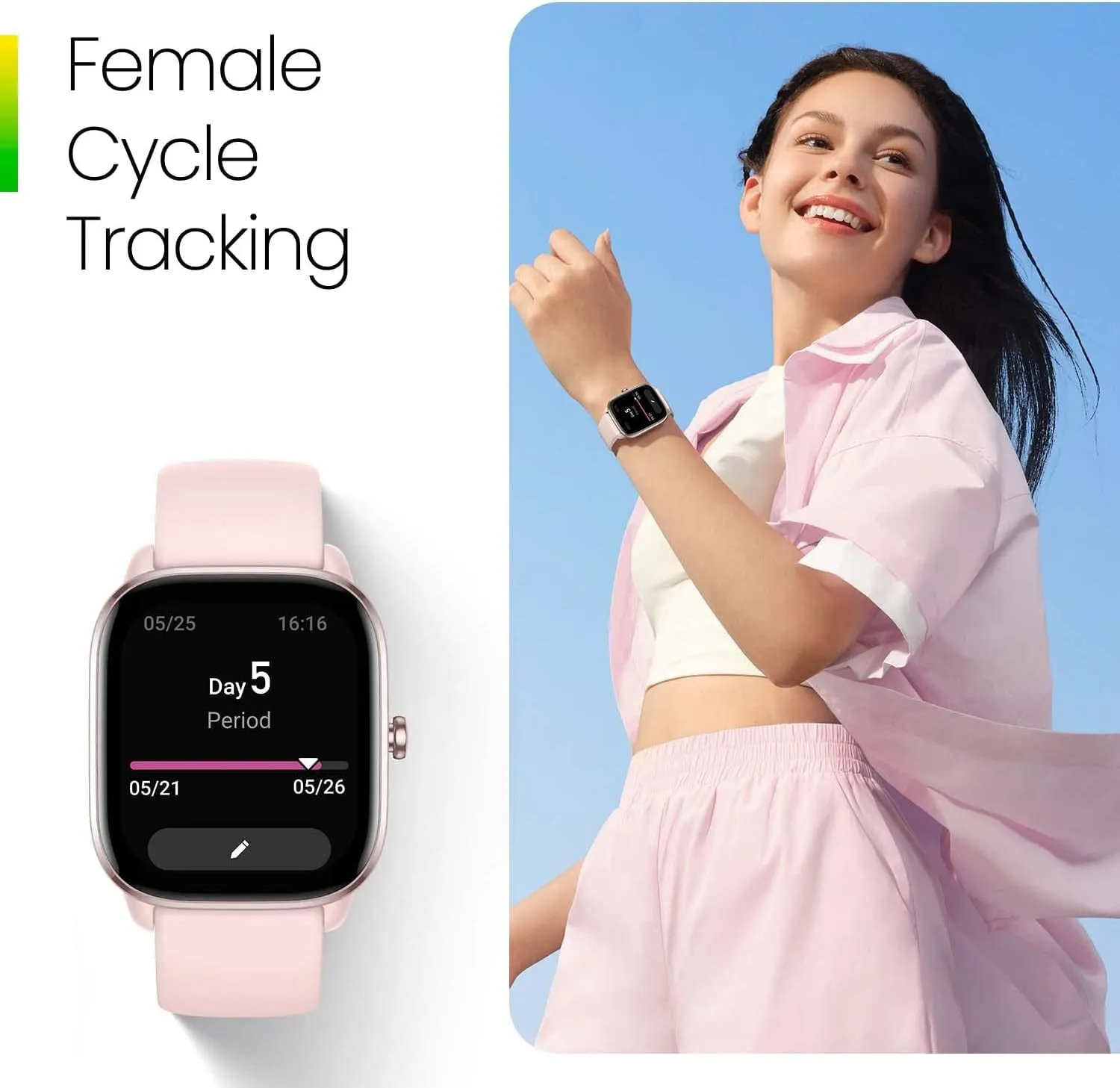 Amazfit GTS 4 Mini Smart Watch: For Women & Men - GPS - Fitness Tracker with 120  Sport Modes - 15-Day Battery Life - Heart Rate Blood Oxygen Monitor - Android Phone & iPhone Compatible, Pink