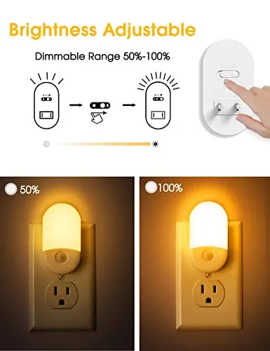 Amber Night Light, LOHAS Night Lights Plug into Wall[2 Pack], 0.6W 2000K LED Night Light, Dusk to Dawn Sensor, 30/60LM Adjustable Brightness, Automatic Low Blue Night Light for Kid, Bathroom, Hallway