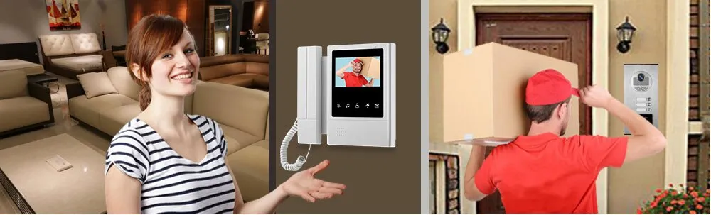 AnjieloSmart Home 4.3'' TFT Wired Video Intercom Doorbell System RFID Camera with 2/3/4 Monitor Doorphone