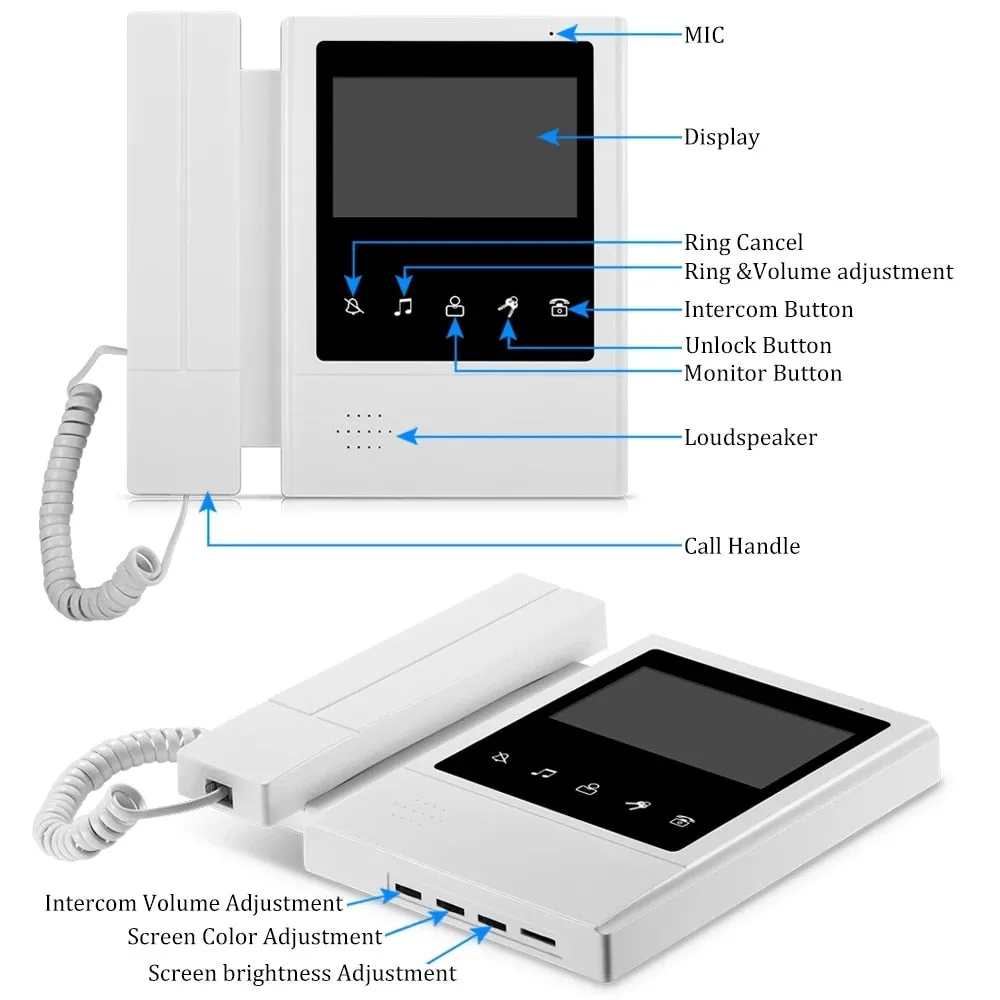 AnjieloSmart Home 4.3'' TFT Wired Video Intercom Doorbell System RFID Camera with 2/3/4 Monitor Doorphone