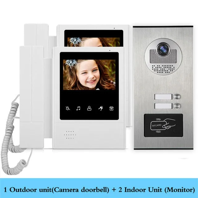 AnjieloSmart Home 4.3'' TFT Wired Video Intercom Doorbell System RFID Camera with 2/3/4 Monitor Doorphone