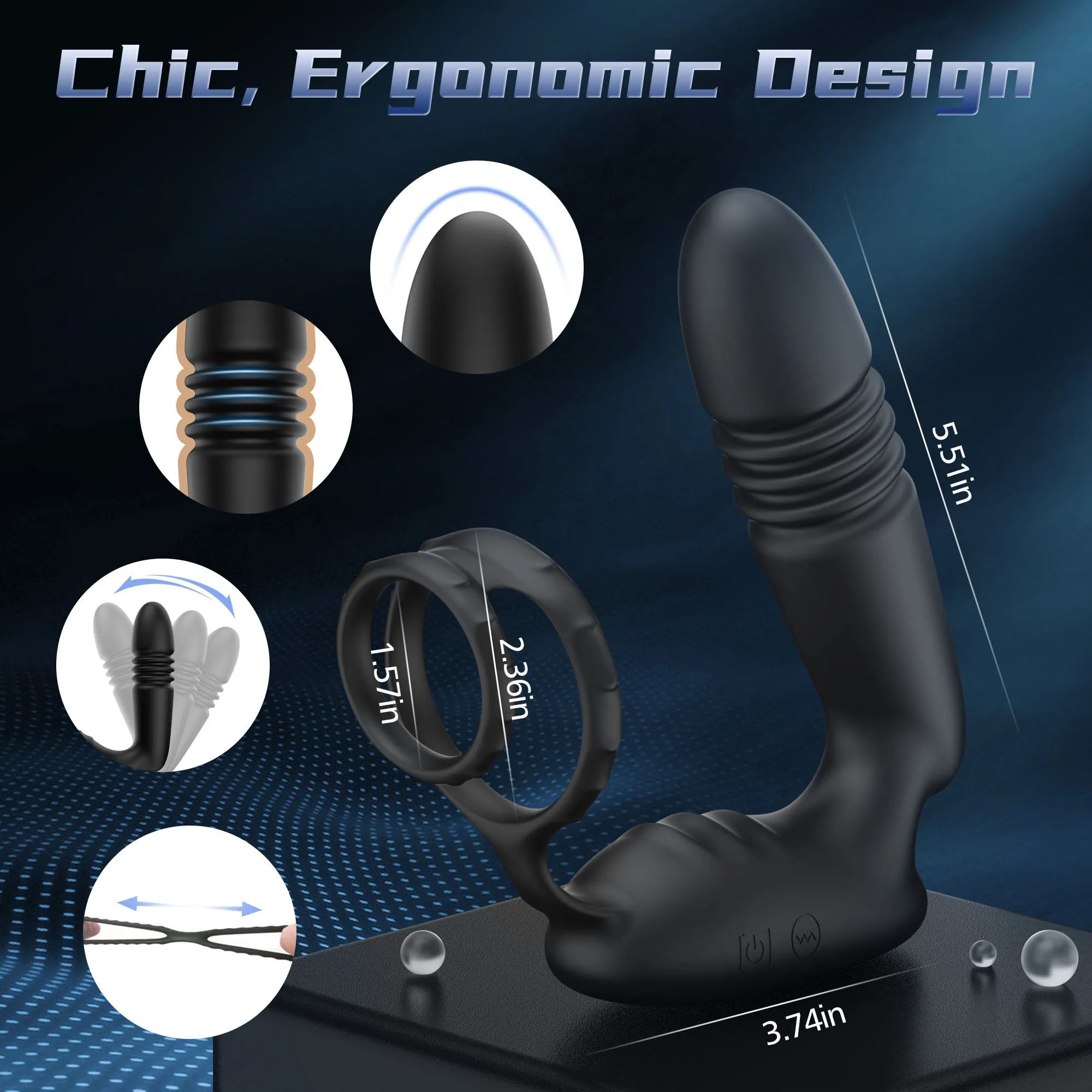 App controlled Thrusting Prostate Massager with Vibration