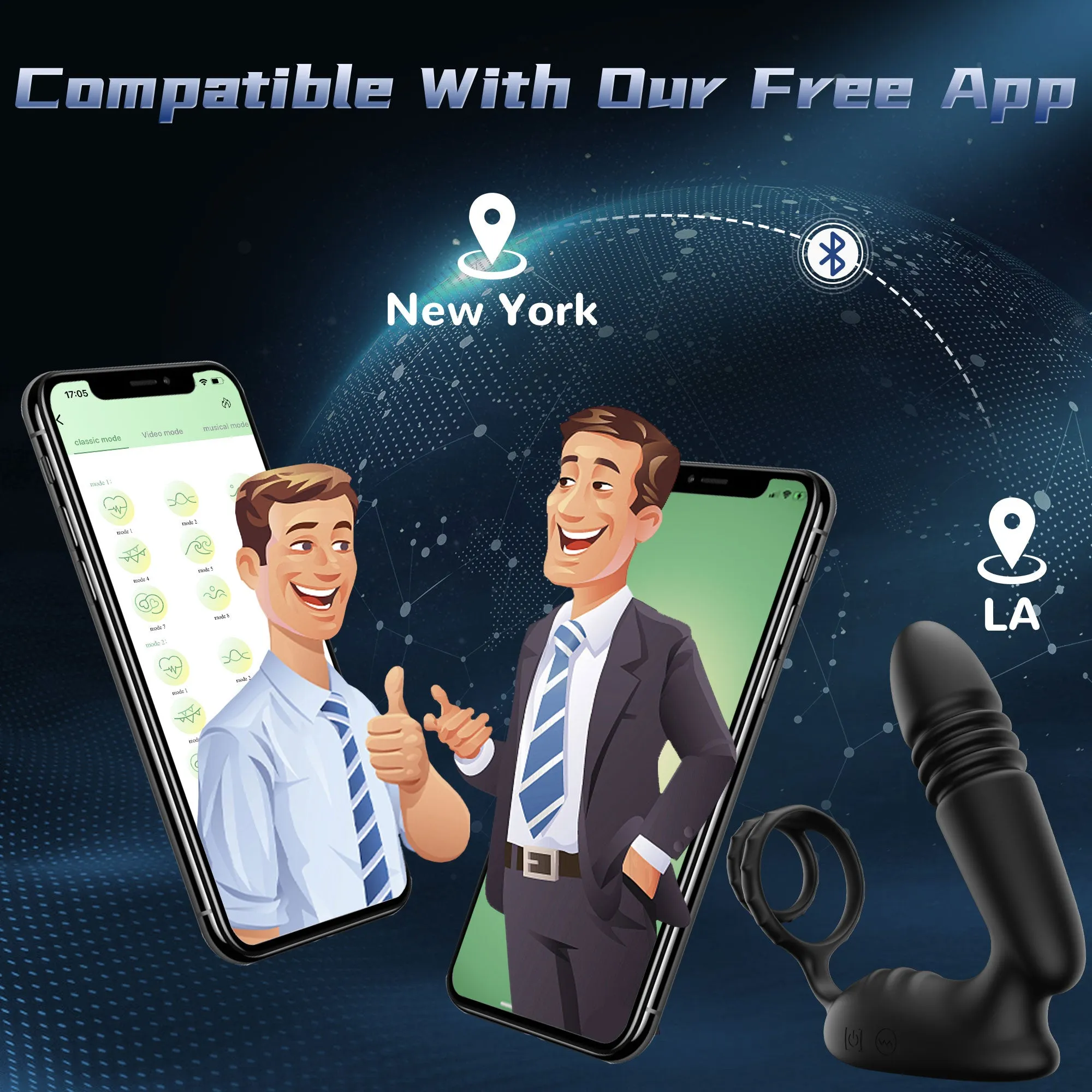 App controlled Thrusting Prostate Massager with Vibration