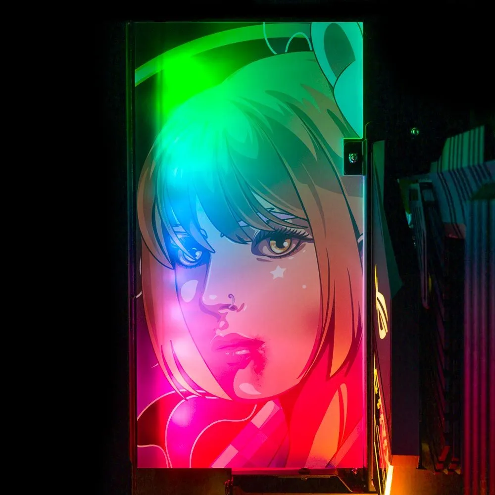 Bad Mood Girl Lian Li O11 and Dynamic and XL Rear Panel Plate Cover with ARGB LED Lighting