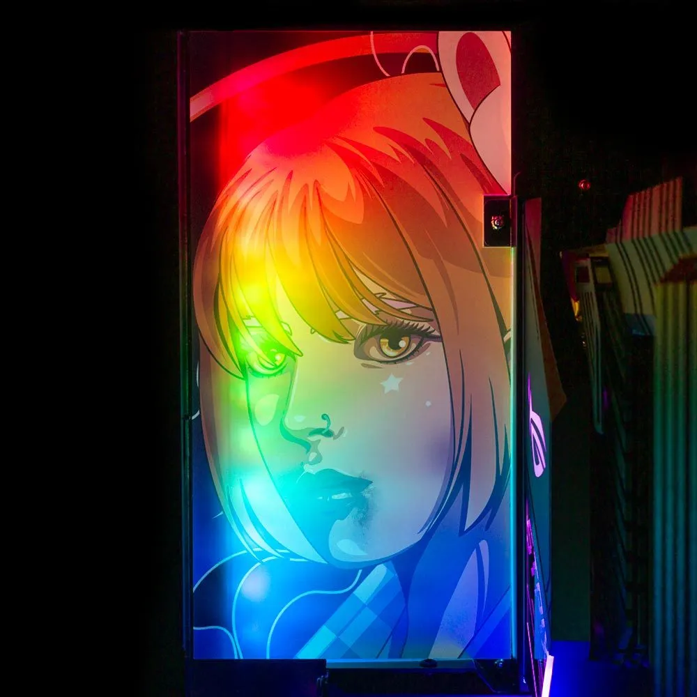 Bad Mood Girl Lian Li O11 and Dynamic and XL Rear Panel Plate Cover with ARGB LED Lighting