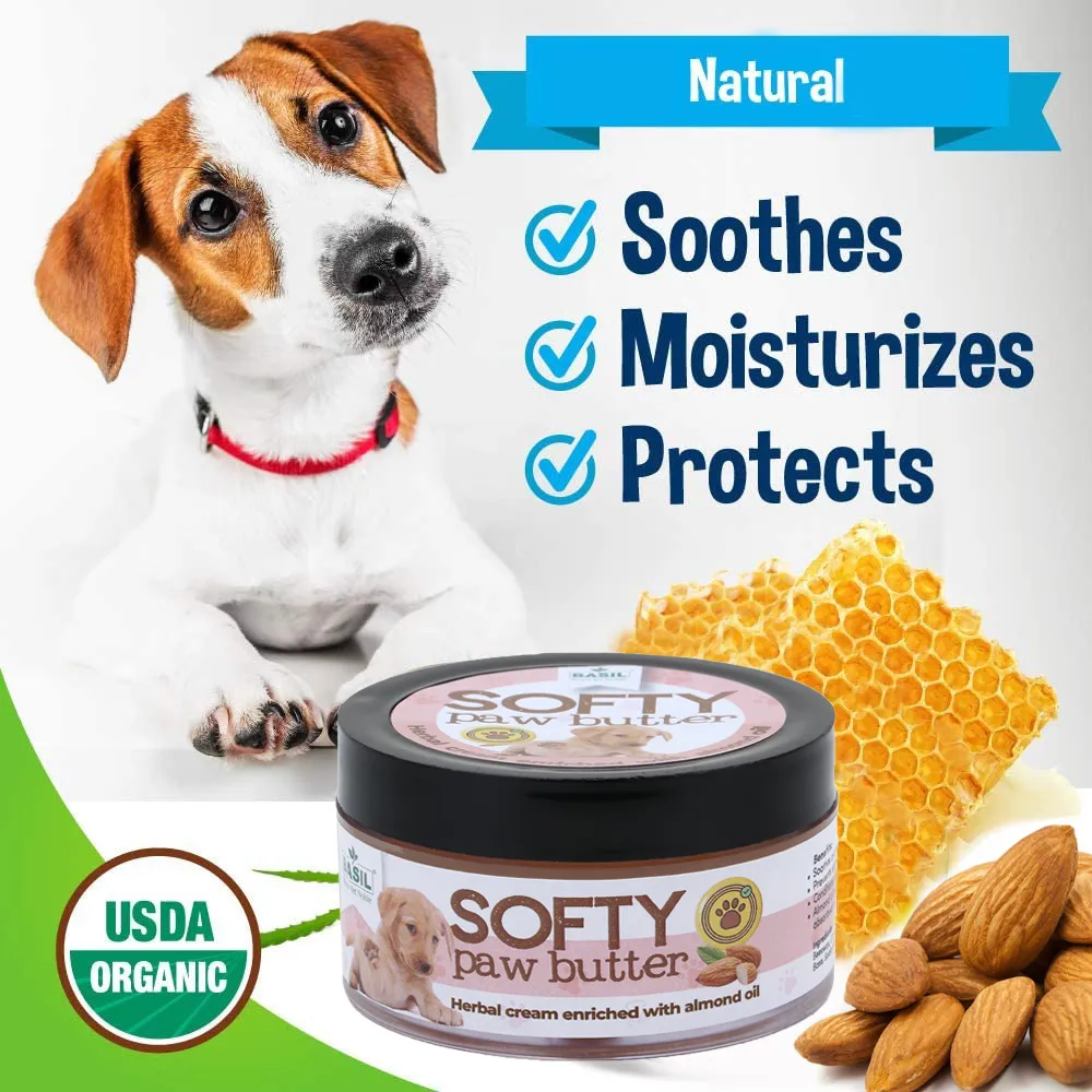 BASIL Softy Paw Butter for Dogs & Cats, 50Gms - Soothing Moisturizer for Paws and Noses